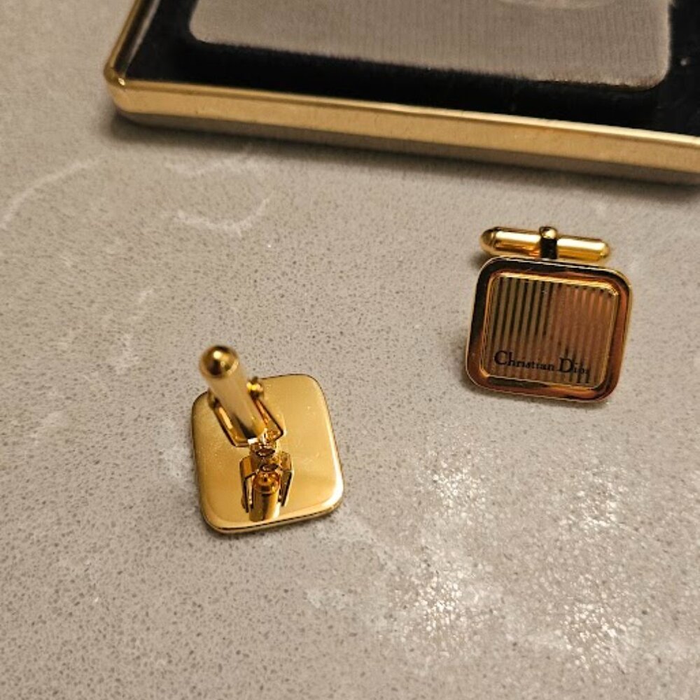 CHRISTIAN DIOR Cufflinks Gold Tone - Picture 5 of 6